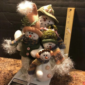 Vintage Snowman and family Beanie Plush Christmas Decor